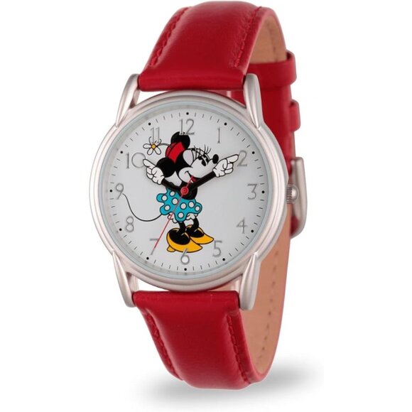 NWT - Disney Minnie Mouse Cardiff Classic Adult Analog Quartz Watch with Leather - Picture 1 of 16